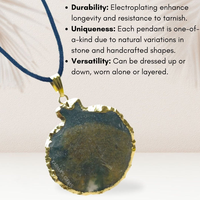 ELECTROPLATED FANCY JASPER STONE PENDANT
