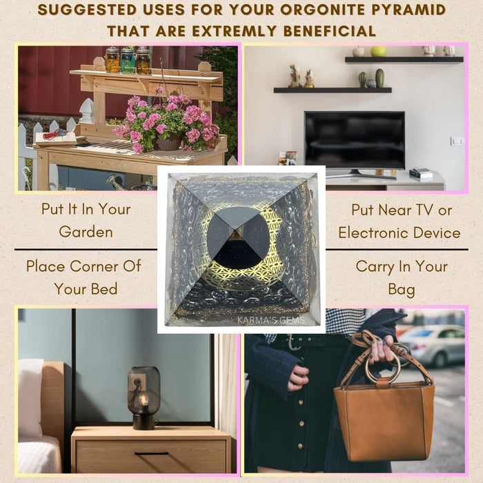 TRIPLE PROTECTION FLOWER OF LIFE ORGONITE PYRAMID
