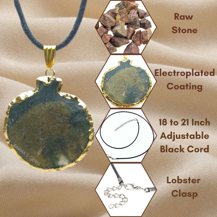 ELECTROPLATED FANCY JASPER STONE PENDANT