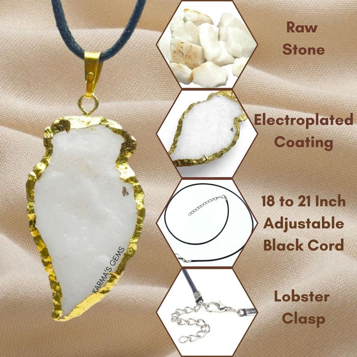 ELECTROPLATED WHITE QUARTZ STONE PENDANT