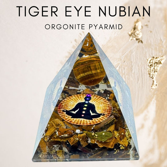 TIGER EYE NUBIAN ORGONITE PYRAMID