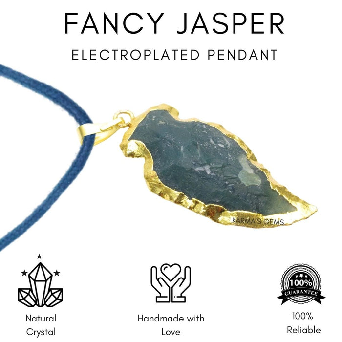 ELECTROPLATED FANCY JASPER STONE PENDANT