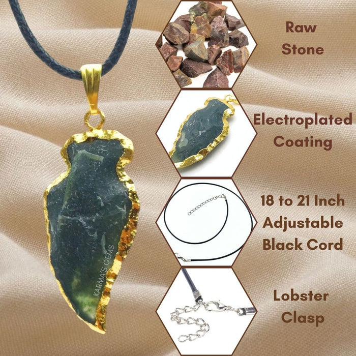 ELECTROPLATED FANCY JASPER STONE PENDANT