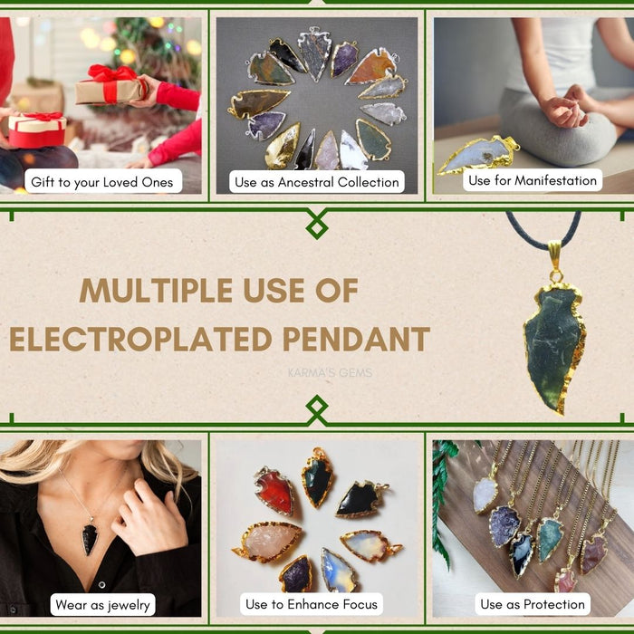 ELECTROPLATED FANCY JASPER STONE PENDANT
