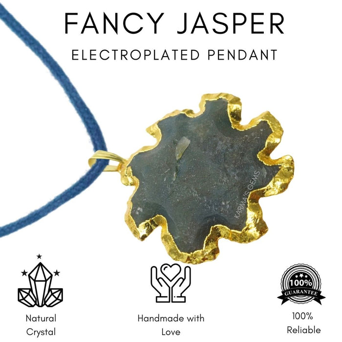 ELECTROPLATED FANCY JASPER STONE PENDANT