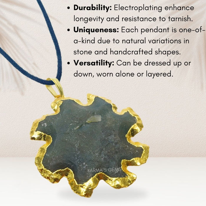 ELECTROPLATED FANCY JASPER STONE PENDANT
