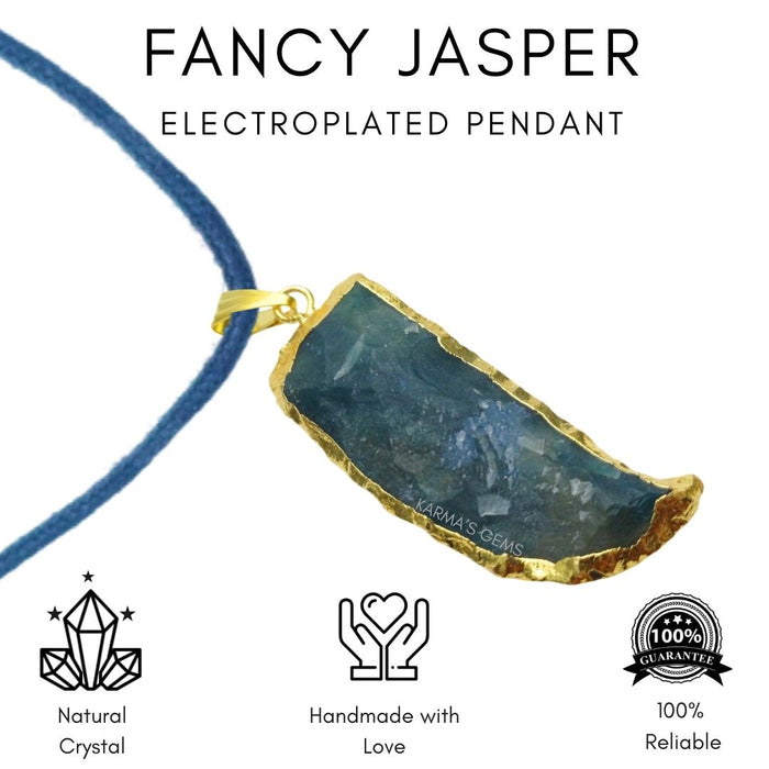 ELECTROPLATED FANCY JASPER STONE PENDANT