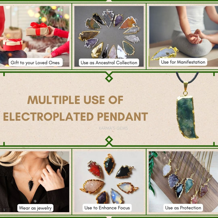 ELECTROPLATED FANCY JASPER STONE PENDANT