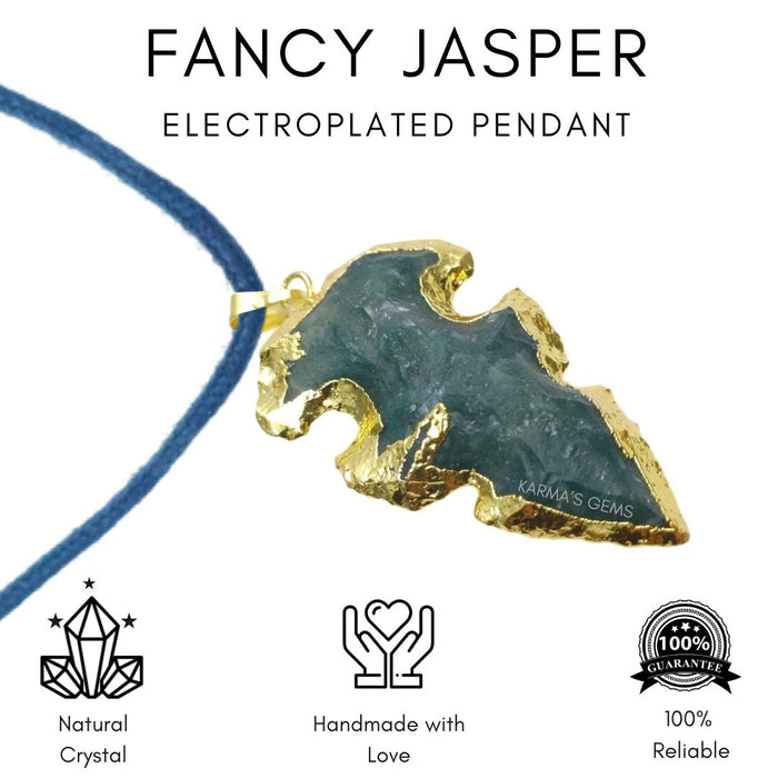 ELECTROPLATED FANCY JASPER STONE PENDANT