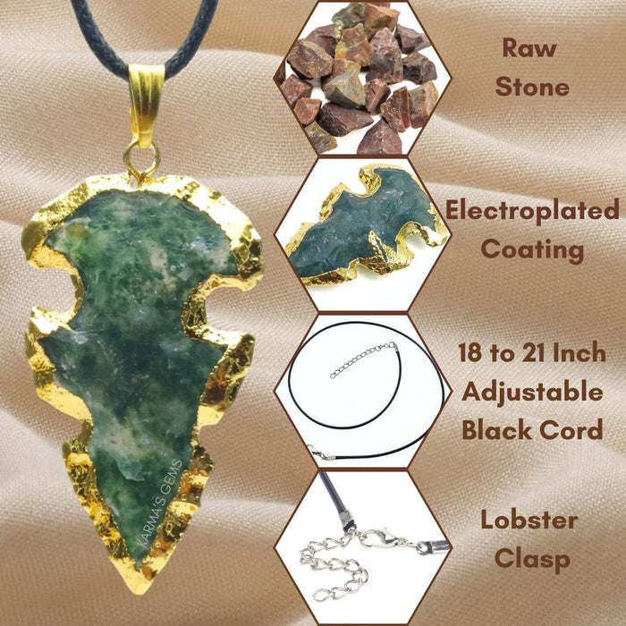 ELECTROPLATED FANCY JASPER STONE PENDANT