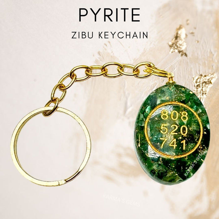 GREEN JADE CABOCHON ZIBU KEYCHAIN