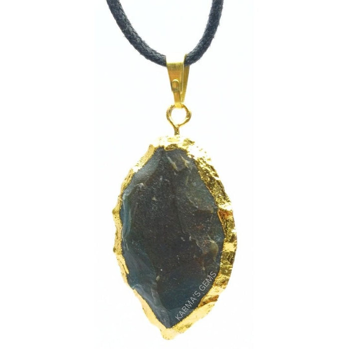 ELECTROPLATED FANCY JASPER STONE PENDANT