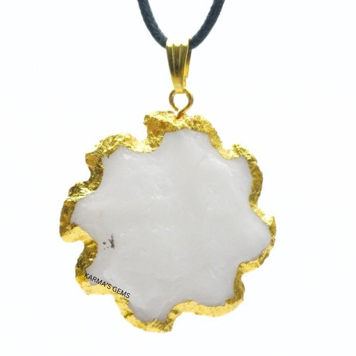 ELECTROPLATED WHITE QUARTZ STONE PENDANT