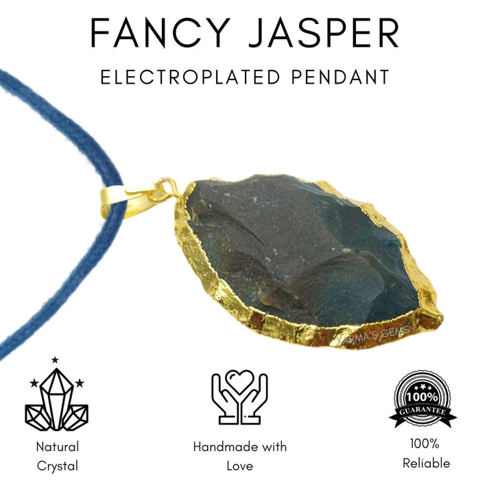 ELECTROPLATED FANCY JASPER STONE PENDANT