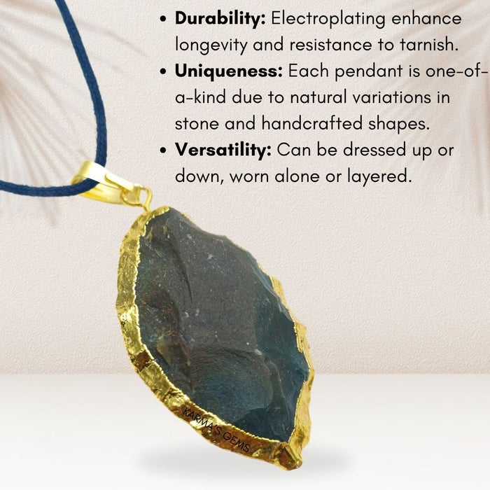 ELECTROPLATED FANCY JASPER STONE PENDANT