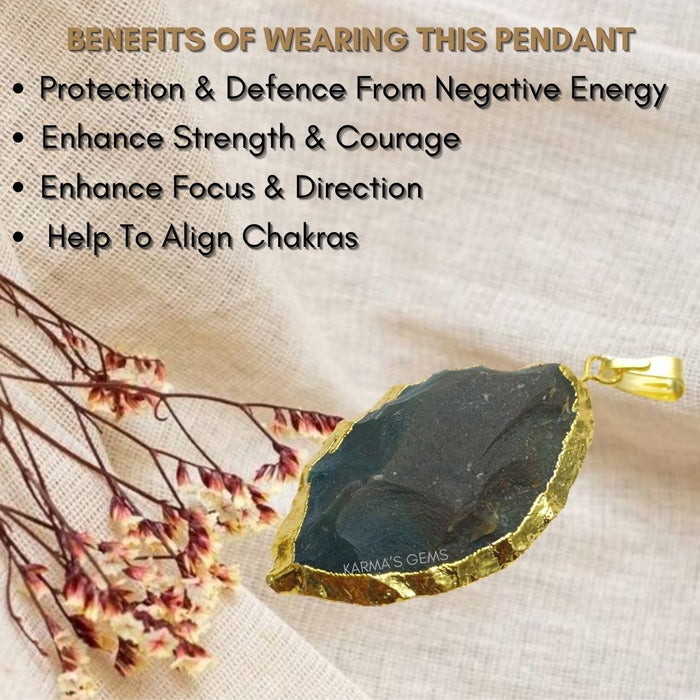 ELECTROPLATED FANCY JASPER STONE PENDANT