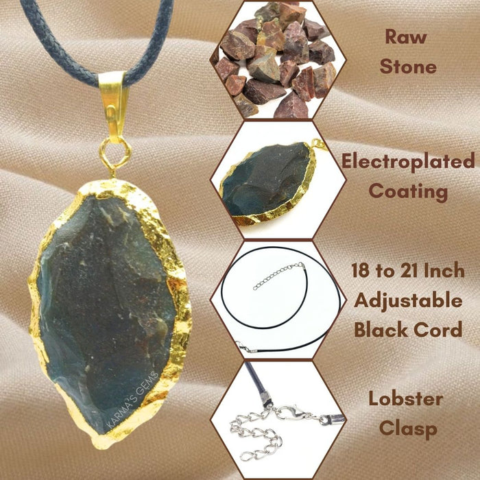 ELECTROPLATED FANCY JASPER STONE PENDANT