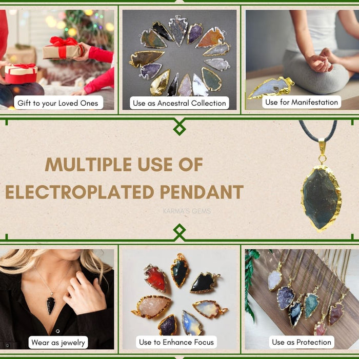 ELECTROPLATED FANCY JASPER STONE PENDANT