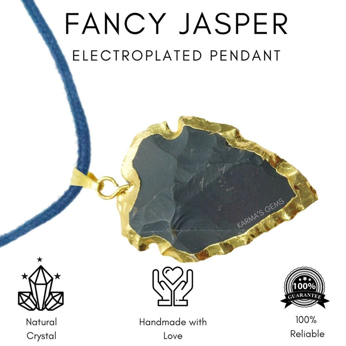 ELECTROPLATED FANCY JASPER STONE PENDANT