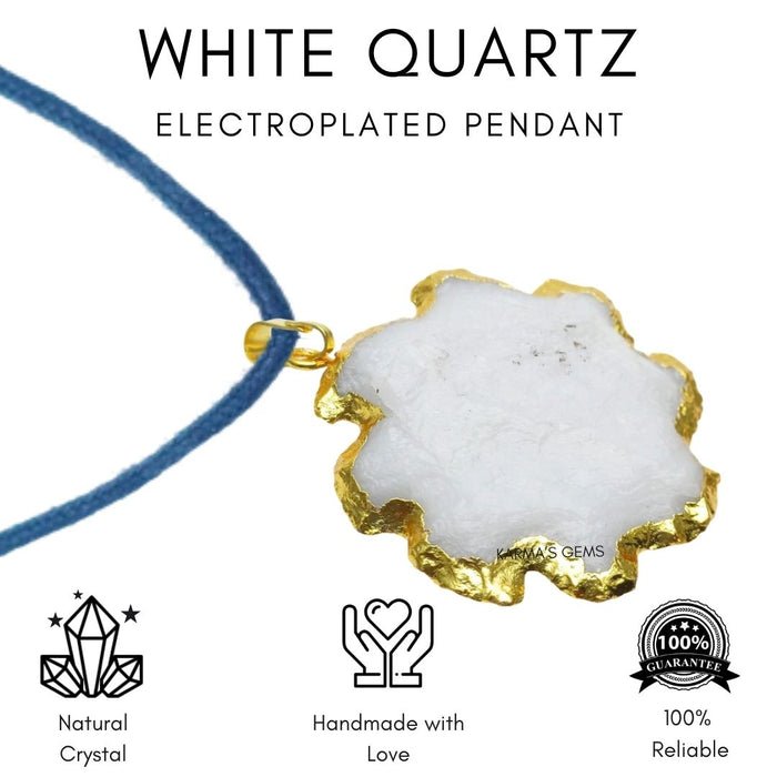 ELECTROPLATED WHITE QUARTZ STONE PENDANT