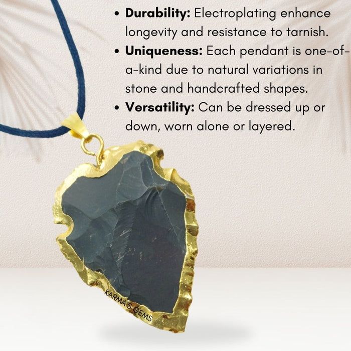 ELECTROPLATED FANCY JASPER STONE PENDANT