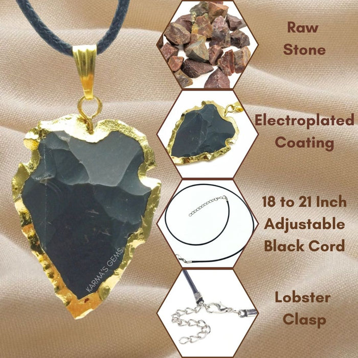 ELECTROPLATED FANCY JASPER STONE PENDANT