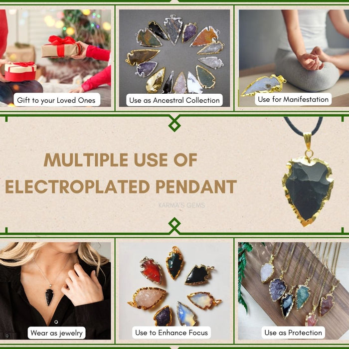 ELECTROPLATED FANCY JASPER STONE PENDANT