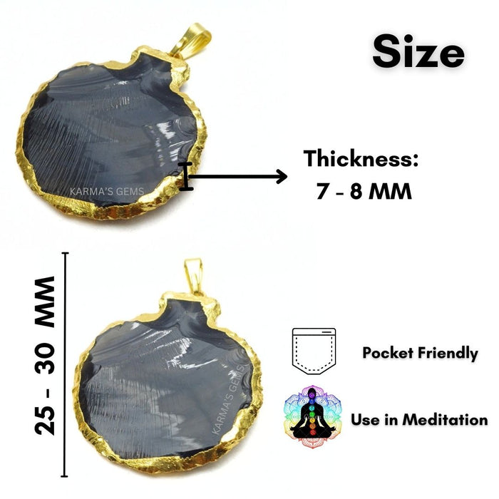 ELECTROPLATED BLACK OBSIDIAN STONE PENDANT