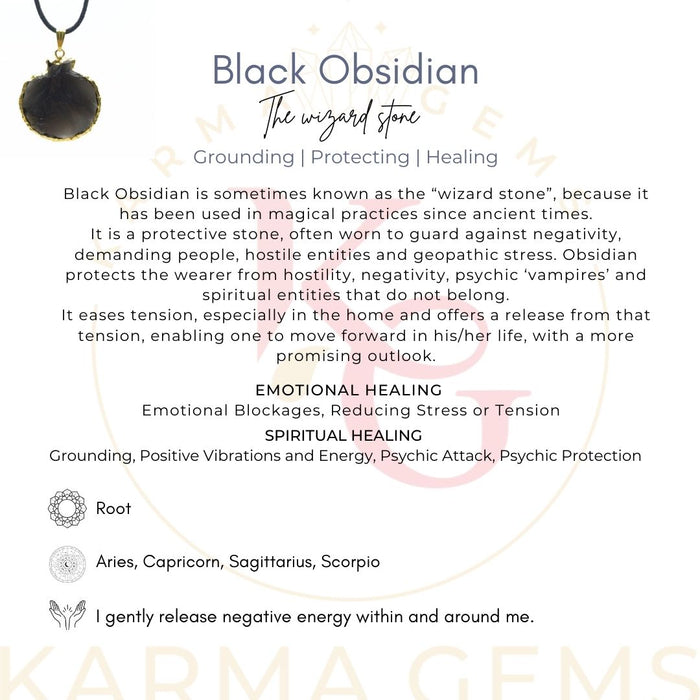 ELECTROPLATED BLACK OBSIDIAN STONE PENDANT