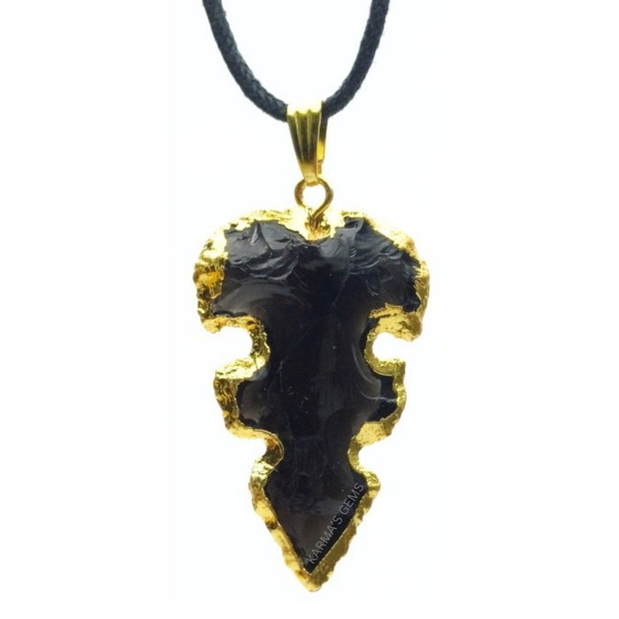 ELECTROPLATED BLACK OBSIDIAN STONE PENDANT