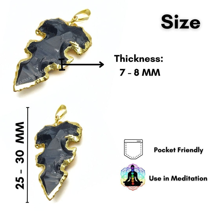 ELECTROPLATED BLACK OBSIDIAN STONE PENDANT