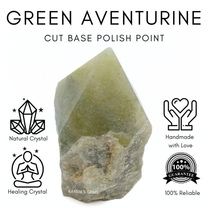 GREEN AVENTURINE STONE CUT BASE POLISH POINT