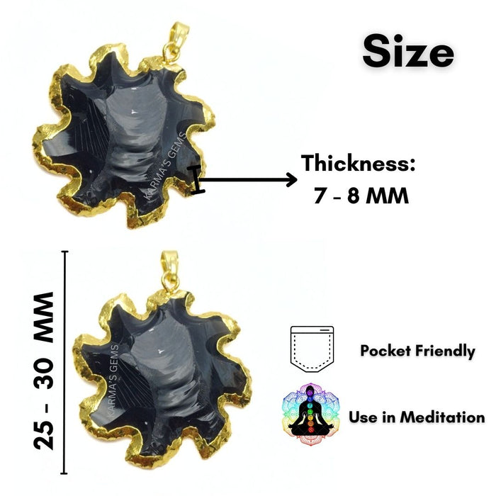 ELECTROPLATED BLACK OBSIDIAN STONE PENDANT
