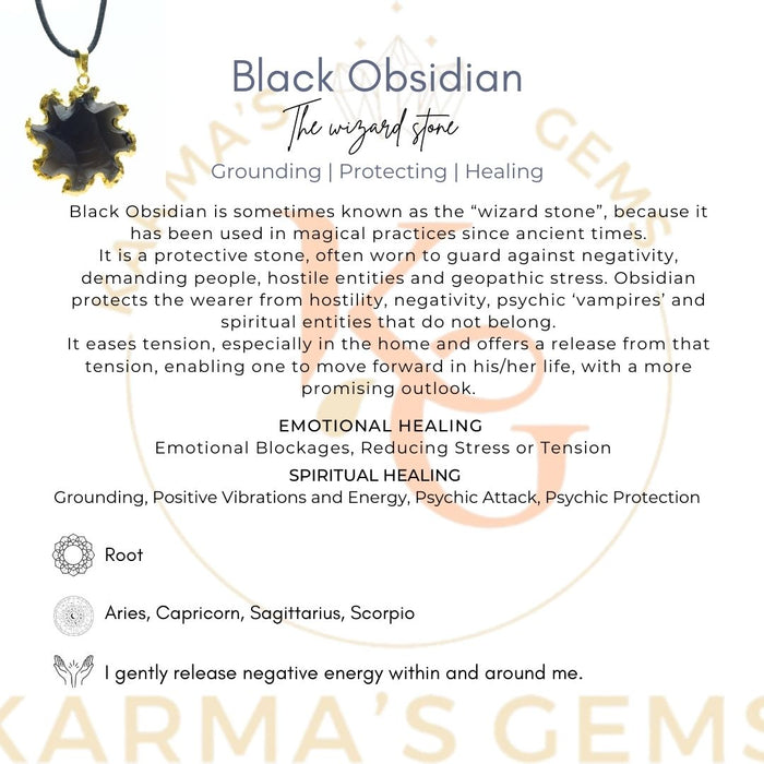ELECTROPLATED BLACK OBSIDIAN STONE PENDANT