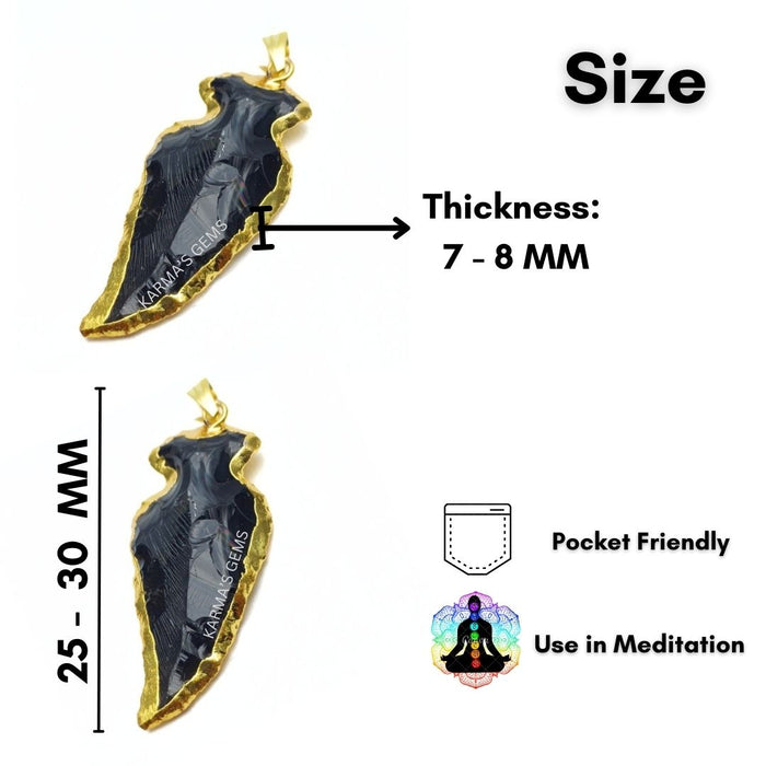 ELECTROPLATED BLACK OBSIDIAN STONE PENDANT
