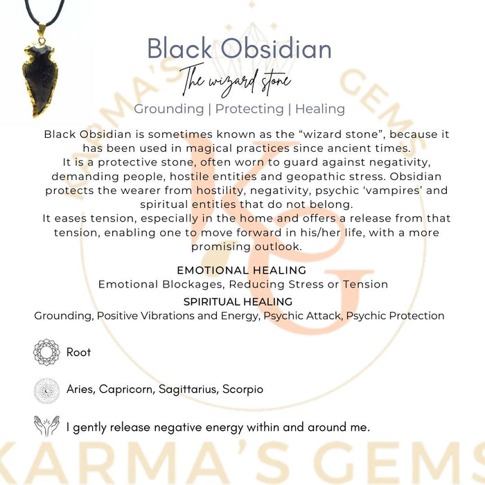 ELECTROPLATED BLACK OBSIDIAN STONE PENDANT