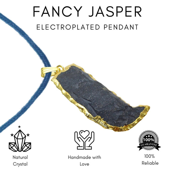 ELECTROPLATED BLACK OBSIDIAN STONE PENDANT