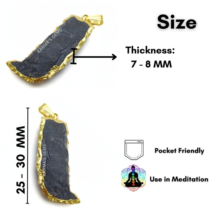 ELECTROPLATED BLACK OBSIDIAN STONE PENDANT