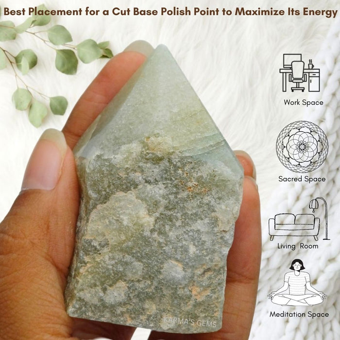 GREEN AVENTURINE STONE CUT BASE POLISH POINT