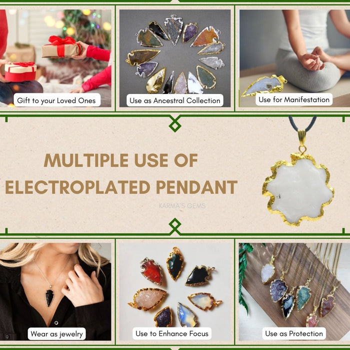 ELECTROPLATED WHITE QUARTZ STONE PENDANT