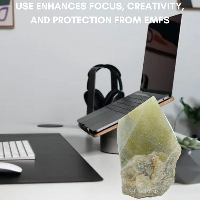GREEN AVENTURINE STONE CUT BASE POLISH POINT