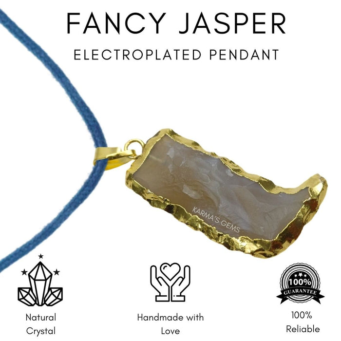 ELECTROPLATED FANCY JASPER STONE  PENDANT