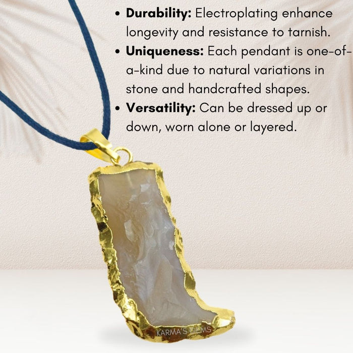 ELECTROPLATED FANCY JASPER STONE  PENDANT