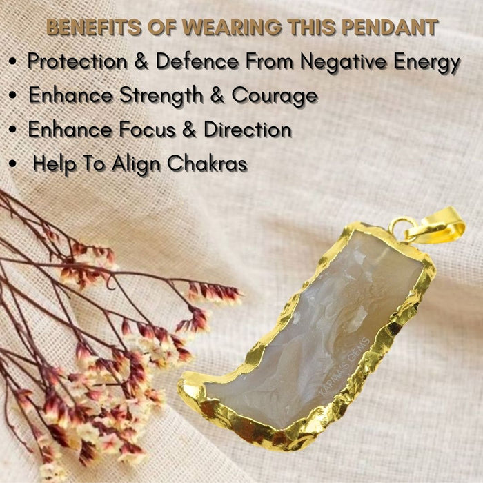 ELECTROPLATED FANCY JASPER STONE  PENDANT