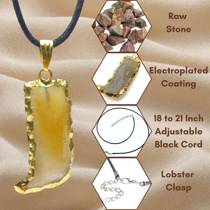ELECTROPLATED FANCY JASPER STONE  PENDANT