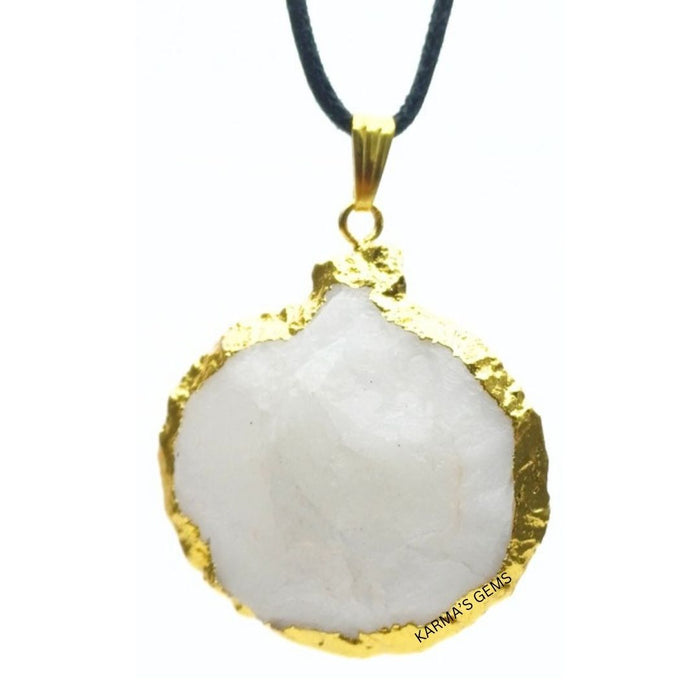 ELECTROPLATED WHITE QUARTZ STONE PENDANT