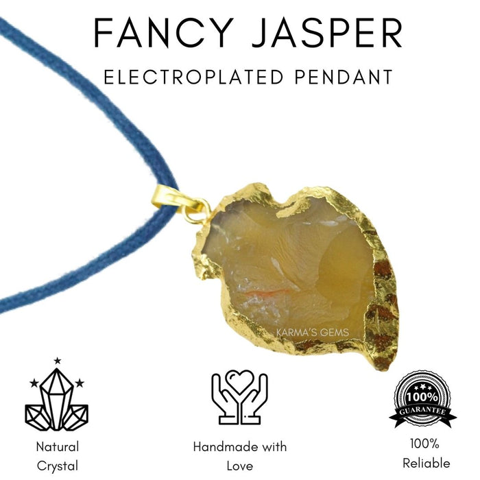 ELECTROPLATED FANCY JASPER STONE PENDANT