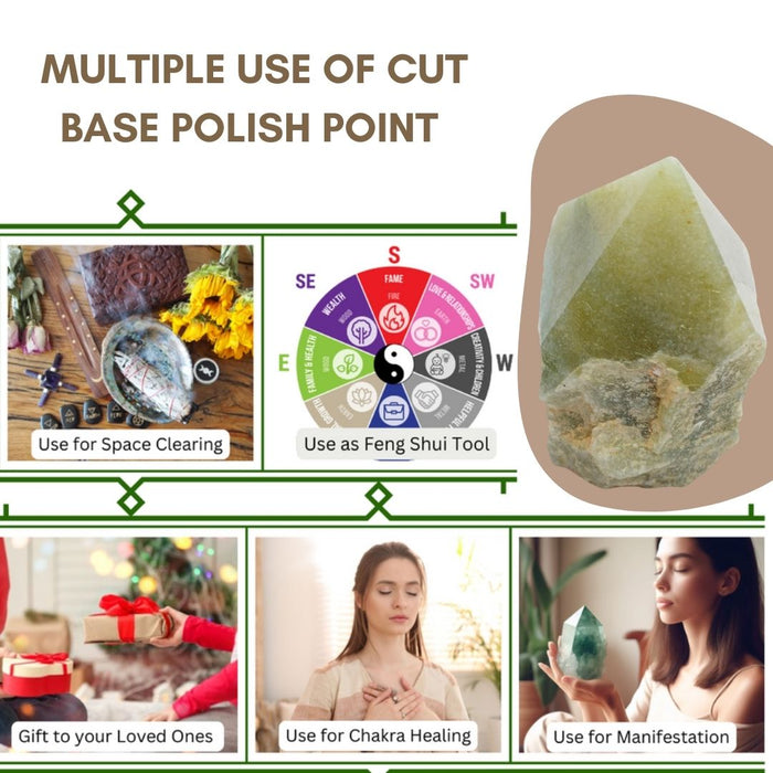 GREEN AVENTURINE STONE CUT BASE POLISH POINT