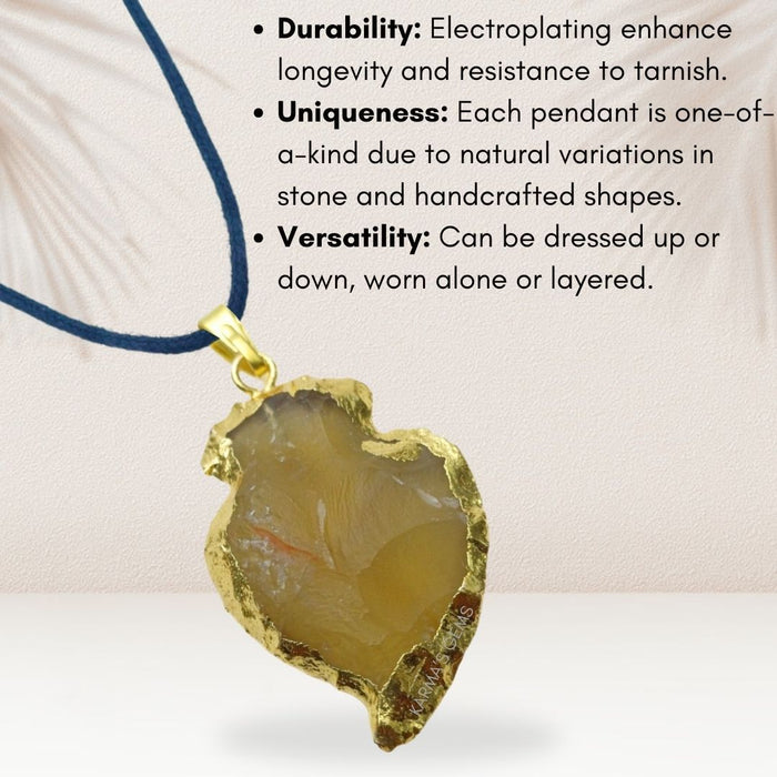 ELECTROPLATED FANCY JASPER STONE PENDANT
