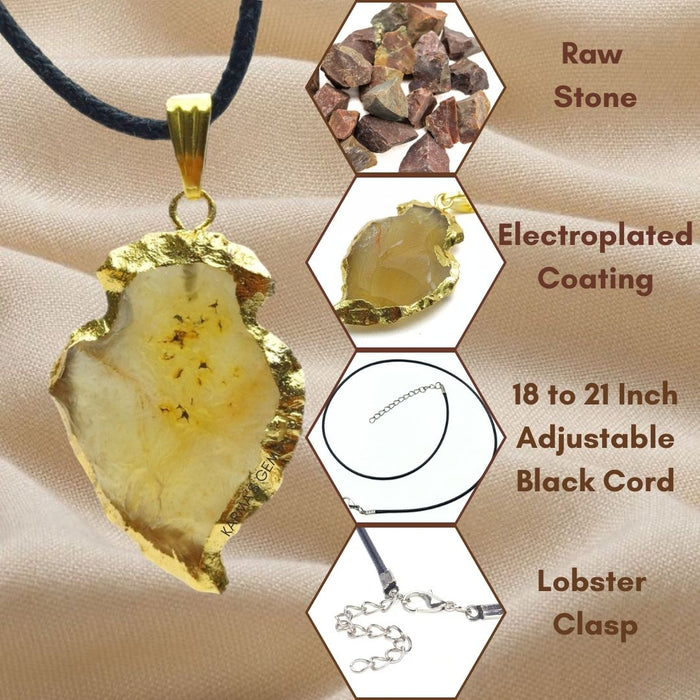 ELECTROPLATED FANCY JASPER STONE PENDANT